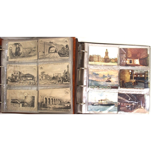 419 - LNWR etc postcards in two albums, approx. 340 cards. (A1) (Dispatch by Mailboxes/Collect from Banbur... 