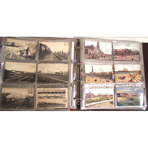 419 - LNWR etc postcards in two albums, approx. 340 cards. (A1) (Dispatch by Mailboxes/Collect from Banbur... 