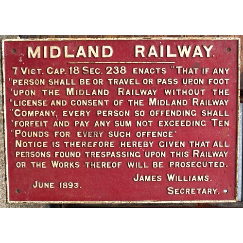 457 - Midland Railway C/I trespass notice (TPMR205) 39⅜