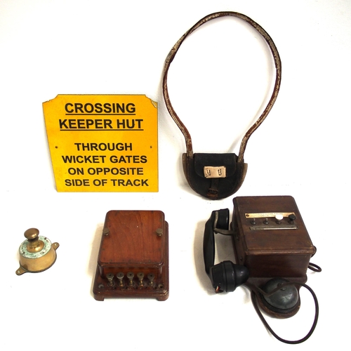 472 - BR Bus telephone , brass plunger cover, GE wooden cased electrical box (LNER ?), Crossing Keeper not... 