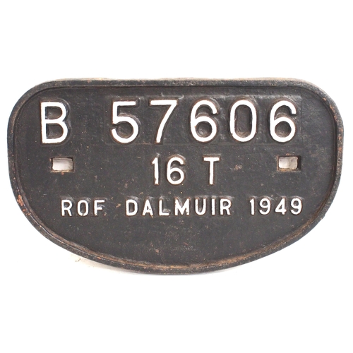 496 - D C/I wagonplate B 57606 16T ROF DALMUIR 1949, original back. (C3) (Dispatch by Mailboxes/Collect fr... 