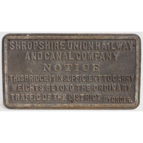 509 - Shropshire Union Railway & Canal Company C/I bridge notice (WBSU102), 33 7/8