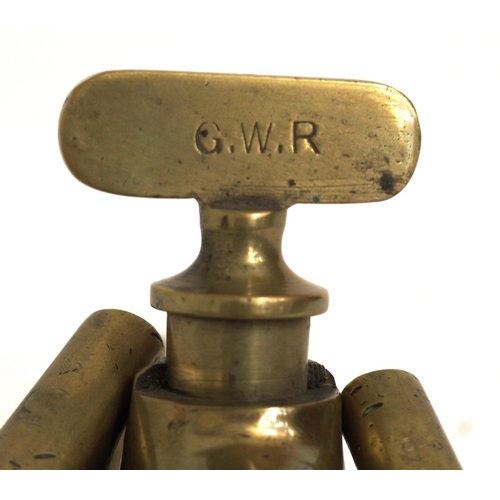 517 - GWR barrel taps, substantial brass one single one double, taps stamped GWR, good condition. (2) (D2)... 