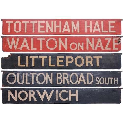 554 - Liverpool Street destination plates, NORWICH, OULTON BROAD SOUTH, LITTLEPORT, WALTON ON NAZE, TOTTEN... 