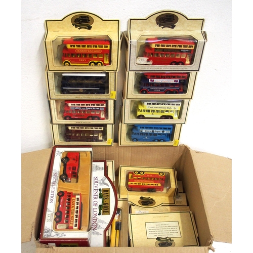 575 - Five boxes of mostly boxed (as new in most cases) Lledo model vehicles inc trolley buses, buses in a... 