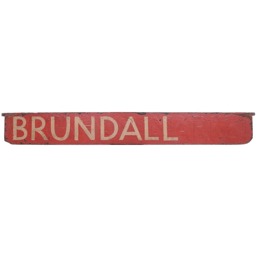 587 - Liverpool Street destination plates, ATTLEBOROUGH, BECCLES, ACLE, BRUNDALL, CANTLEY, painted wood, s... 