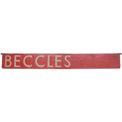 587 - Liverpool Street destination plates, ATTLEBOROUGH, BECCLES, ACLE, BRUNDALL, CANTLEY, painted wood, s... 