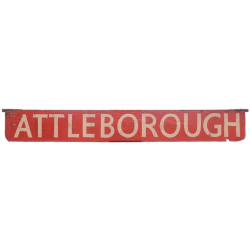 587 - Liverpool Street destination plates, ATTLEBOROUGH, BECCLES, ACLE, BRUNDALL, CANTLEY, painted wood, s... 