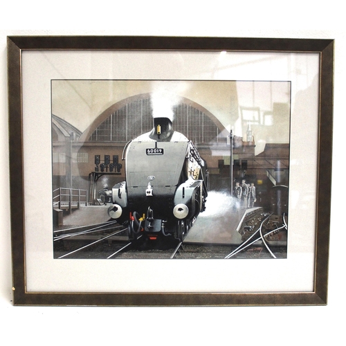 594 - Original painting by Eric Bobby, A4 Class 60019 BITTERN AT KINGS CROSS. An atmospheric scene, the vi... 