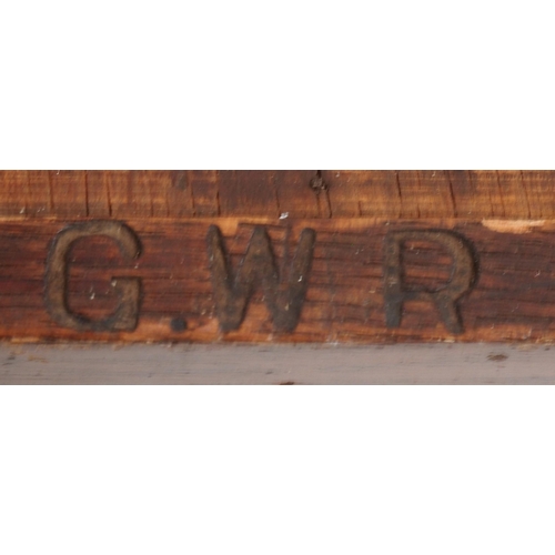 609 - GWR hardwood framed wall mirror 17