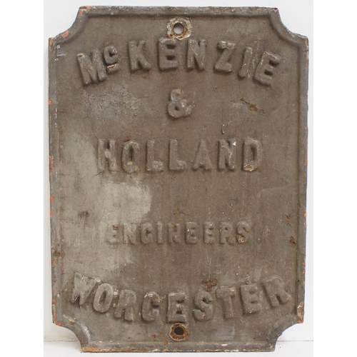 655 - McKenzie & Holland Engineers Worcester C/I makers plate from a signal, 14