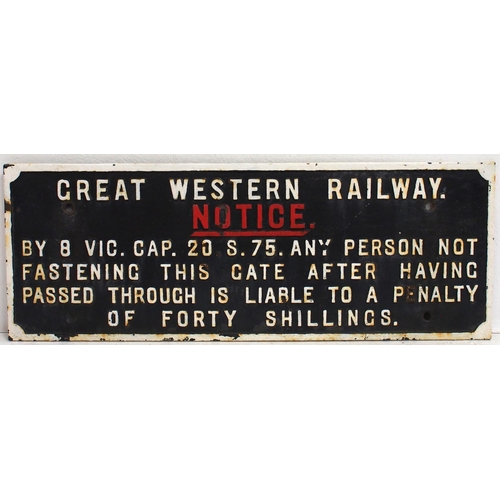 668 - GWR C/I Fasten gate notice (GTGW504), 29¼