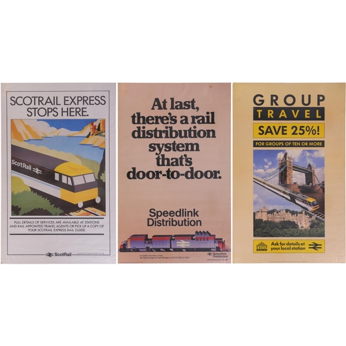 687 - Posters, double royal, modern image, Scotrail Express, Speedlink, Group Travel, rolled. (3) (C1) (Co... 