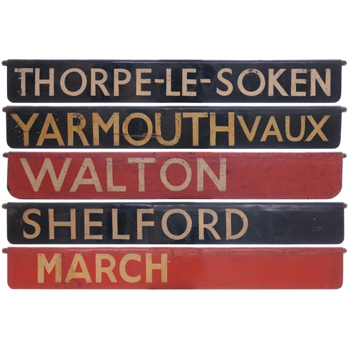 688 - Liverpool Street destination plates, MARCH, SHELFORD, WALTON, YARMOUTH VAUX, THORPE-LE-SOKEN, painte... 