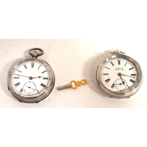 695 - Key wound non-railway pocket watches - one working when wound & the second with face written 