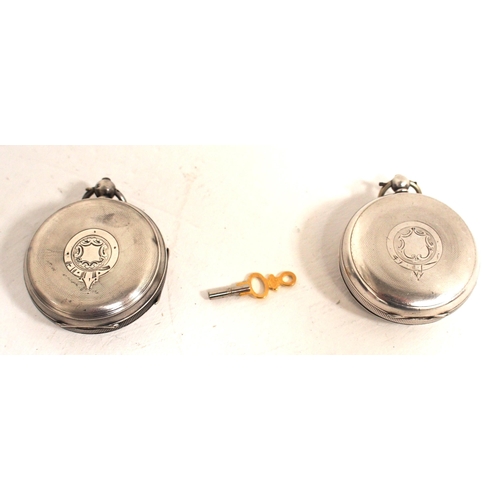 695 - Key wound non-railway pocket watches - one working when wound & the second with face written 