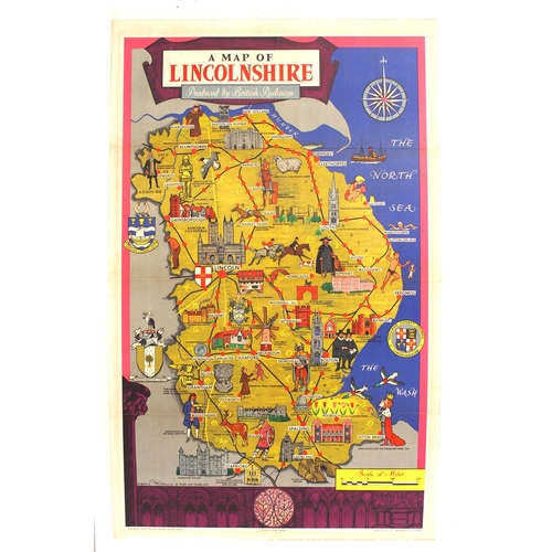 701 - BR poster - map of Lincolnshire mounted on stout board, good bright condition. (WC) (Dispatch by Mai... 