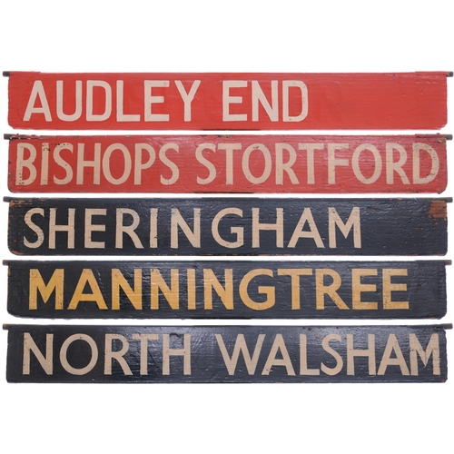 714 - Liverpool Street destination plates, NORTH WALSHAM, MANNINGTREE, SHERINGHAM, BISHOPS STORTFORD, AUDL... 