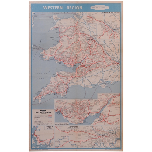 756 - Poster, BR(W) double royal regional system map, 1952, a little wear at intersection of folds. (C1) (... 