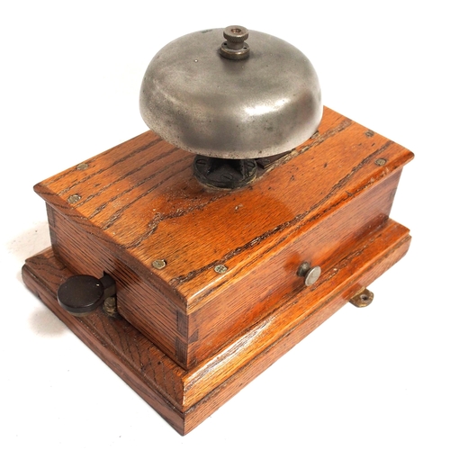 757 - Late GWR / BR(W) light oak cased block bell, complete. (B2) (Dispatch by Mailboxes/Collect from Banb... 