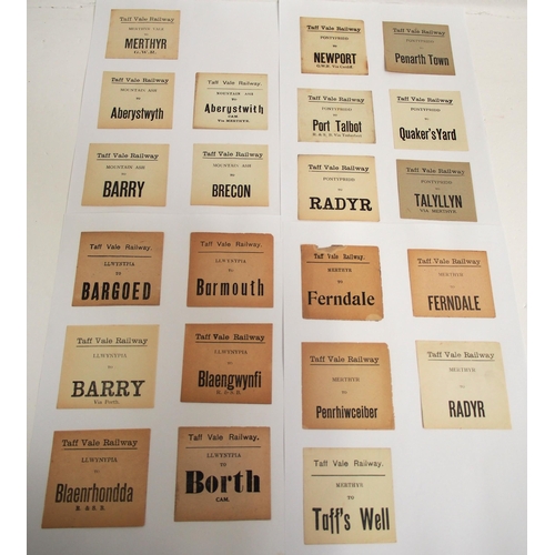 775 - Taff Vale Rly Luggage labels as per images. (a quantity). (C2) (Dispatch by Mailboxes/Collect from B... 