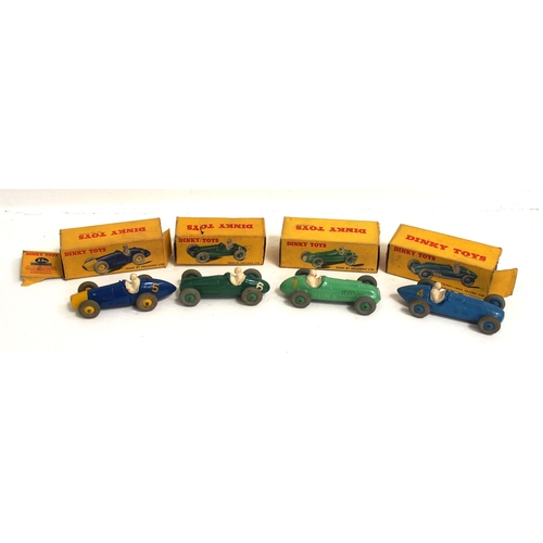 780 - Dinky Toys 1950s boxed racing cars - 23G Copper-Bristol, 23H Ferrari, 23J H.W.M., 23O Talbot - lago,... 