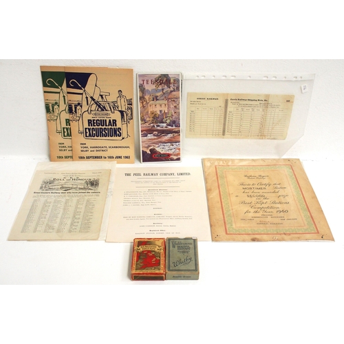 814 - Selection of paperwork including Waddington boxed playing cards 