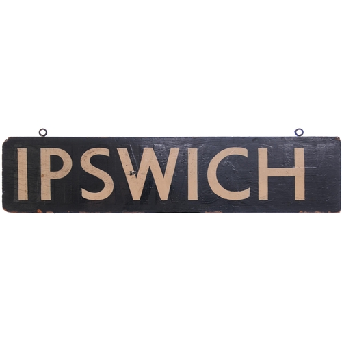 815 - Liverpool Street destination plates, IPSWICH, NORWICH, HARWICH, YARMOUTH, PARKESTON, painted wood, s... 