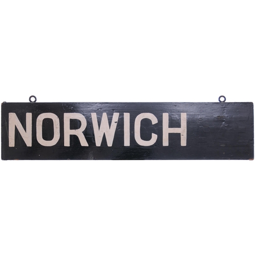 815 - Liverpool Street destination plates, IPSWICH, NORWICH, HARWICH, YARMOUTH, PARKESTON, painted wood, s... 