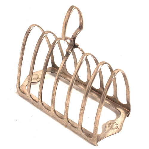 825 - Highland Rly plated toast rack by Walker & Hall, engraved twice on top face, broken repair at carryi... 