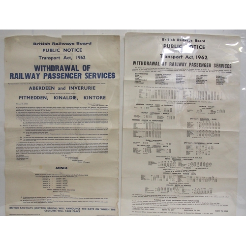 838 - British Railways Board line withdrawal of passenger service posters - Aberdeen and Inverurie Pitmedd... 