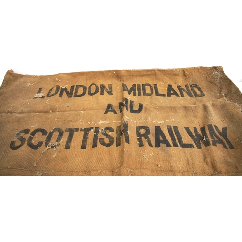 843 - LMS & LNER hessian sacks in fair sound condition as per images. (2) (C1) (Dispatch by Mailboxes/Coll... 