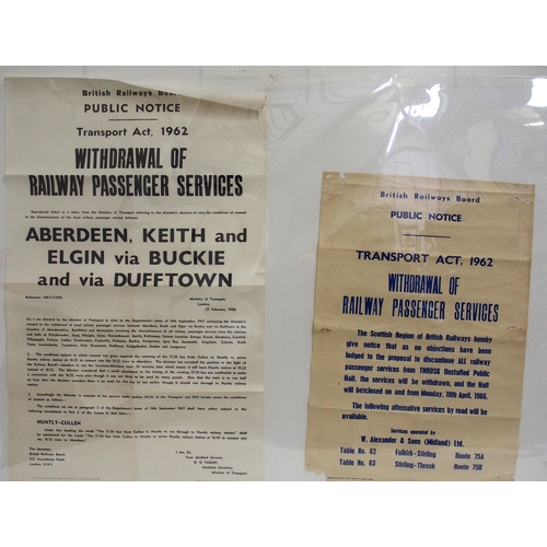 853 - British Railways Board line withdrawal of passenger service posters - Aberdeen Keith, Elgin Buckie v... 