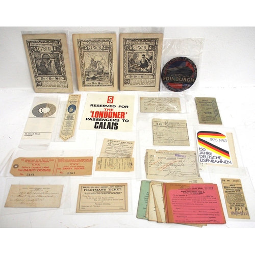 856 - LNER style telephone circuit cards Nottingham Victoria noted, selection of paperwork including GWR L... 