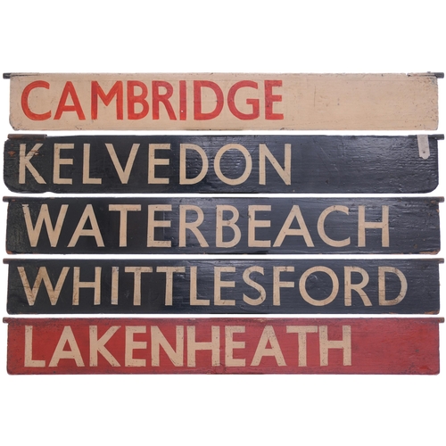 862 - Liverpool Street destination plates, LAKENHEATH, WHITTLESFORD, WATERBEACH, KELVEDON, CAMBRIDGE, pain... 