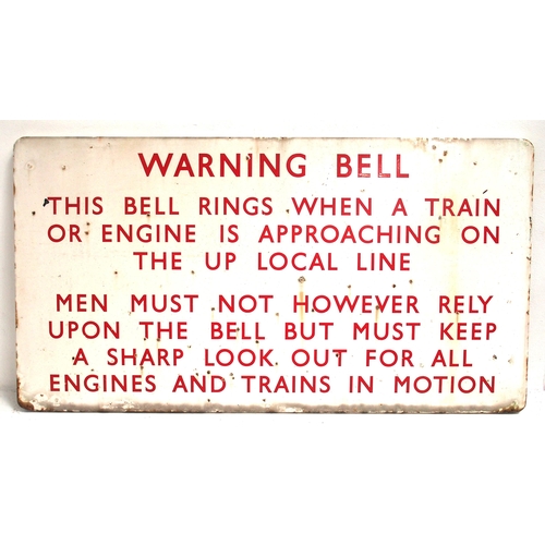 902 - London Transport enamel flanged notice reference ringing of bell when a train is approaching etc, 45... 