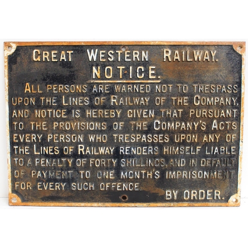 952 - GWR C/I trespass notice (TPGW703) 29½