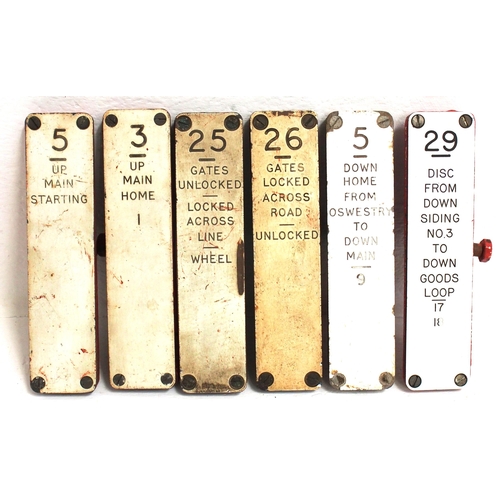 959 - BR(W) / GWR traffolite signal box lever plates on original C/I mounting including Gates Locked/Unloc... 