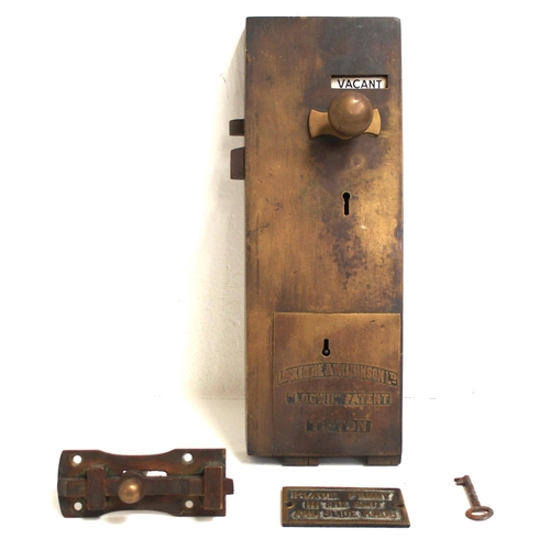 961 - Lockerbie & Wilson (Tipton) brass toilet door lock complete with inner slide latch, brass 