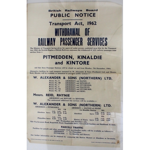 965 - British Railways Board line withdrawal of passenger service posters - Cults, Banchory, Lumphanan, Cu... 