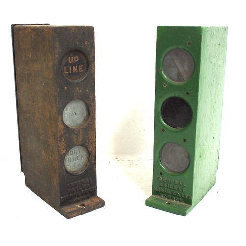 980 - General Railway Signal Co Ltd London C/I signal box indicators, 3 aspect pattern, stencils state - 