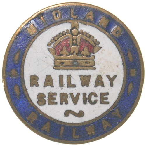 726 - Badge, Midland Railway, (name at top) First World War Railway Service, brass/enamel. (C2) (Dispatch ... 