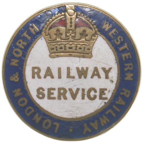 750 - LNWR (crown to top, no flourish) WW1 Railway Service badge, brass/enamel, by Gaunt. (C2) (Dispatch b... 