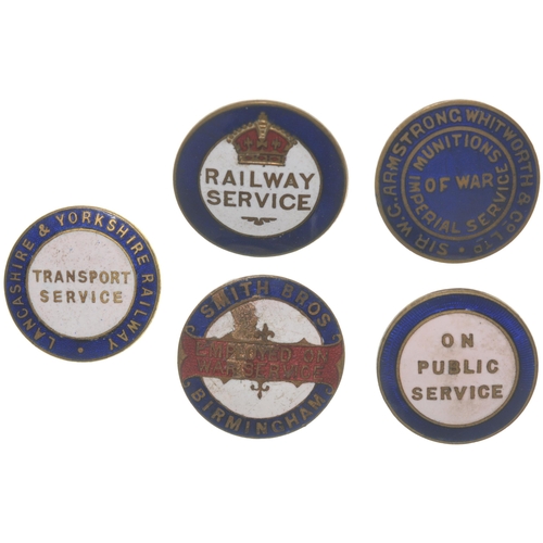 824 - WW1 service badges - Lancashire & Yorks Rly Transport Service, Smith Bros Birmingham,  Armstrong Whi... 