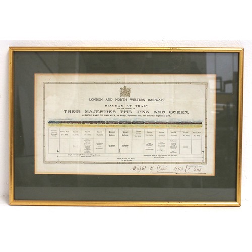 918 - London & North Western Railway Royal Train diagram for Their Majesties The King & Queen, Althorp Par... 