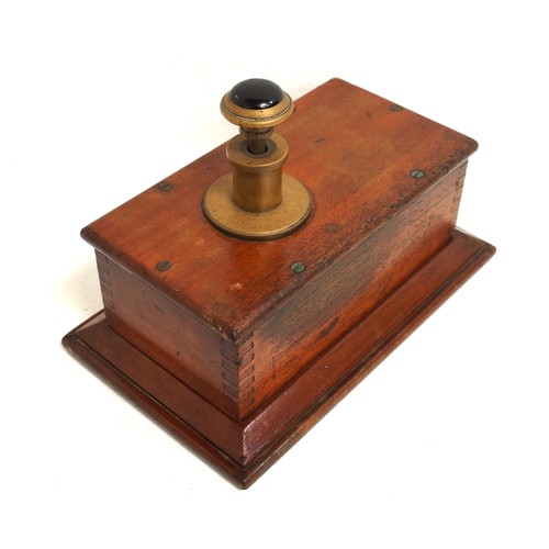 985 - GER wooden cased signal box block shelf bell push with glass marble plunger top, excellent condition... 