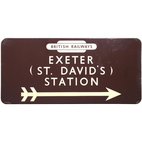 1 - A BR(W) station direction sign, BRITISH RAILWAYS, EXETER (ST DAVID'S) STATION, (f/f), enamel, 28