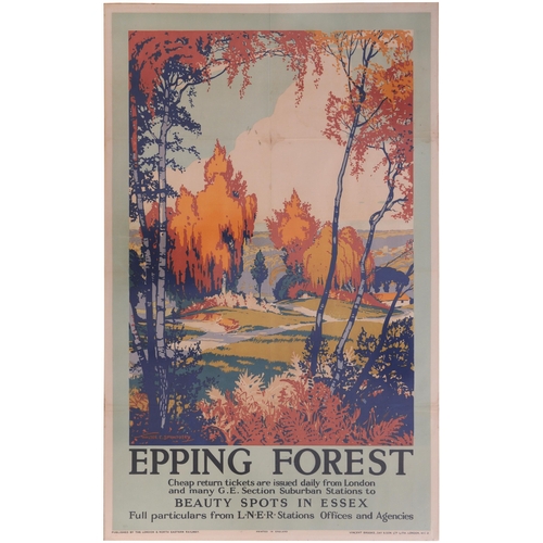 102 - An LNER double royal poster, EPPING FOREST, by Walter E Spradberry, a dramatic 1930s view. Rolled wi... 