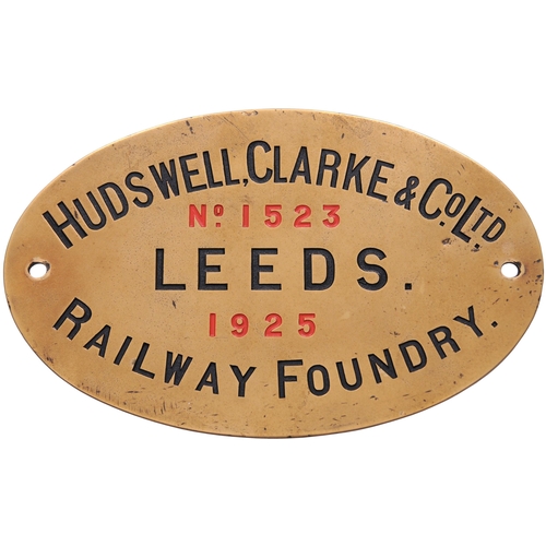 103 - A worksplate HUDSWELL CLARKE, 1523 of 1925. From a standard gauge 0-6-0T new to Mitchell Brothers, S... 