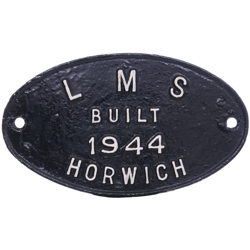 108 - A worksplate, LMS BUILT 1944 HORWICH, from a LMS Stanier Class 8F 2-8-0 No 8374 built to LMS order w... 